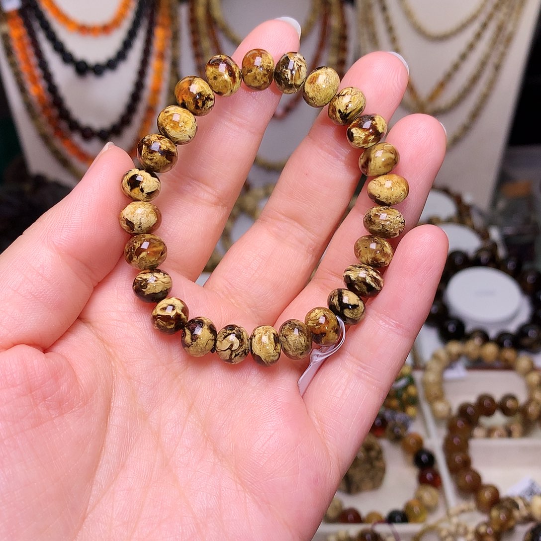 琥珀未镶嵌裸石9/老黄花单圈-825