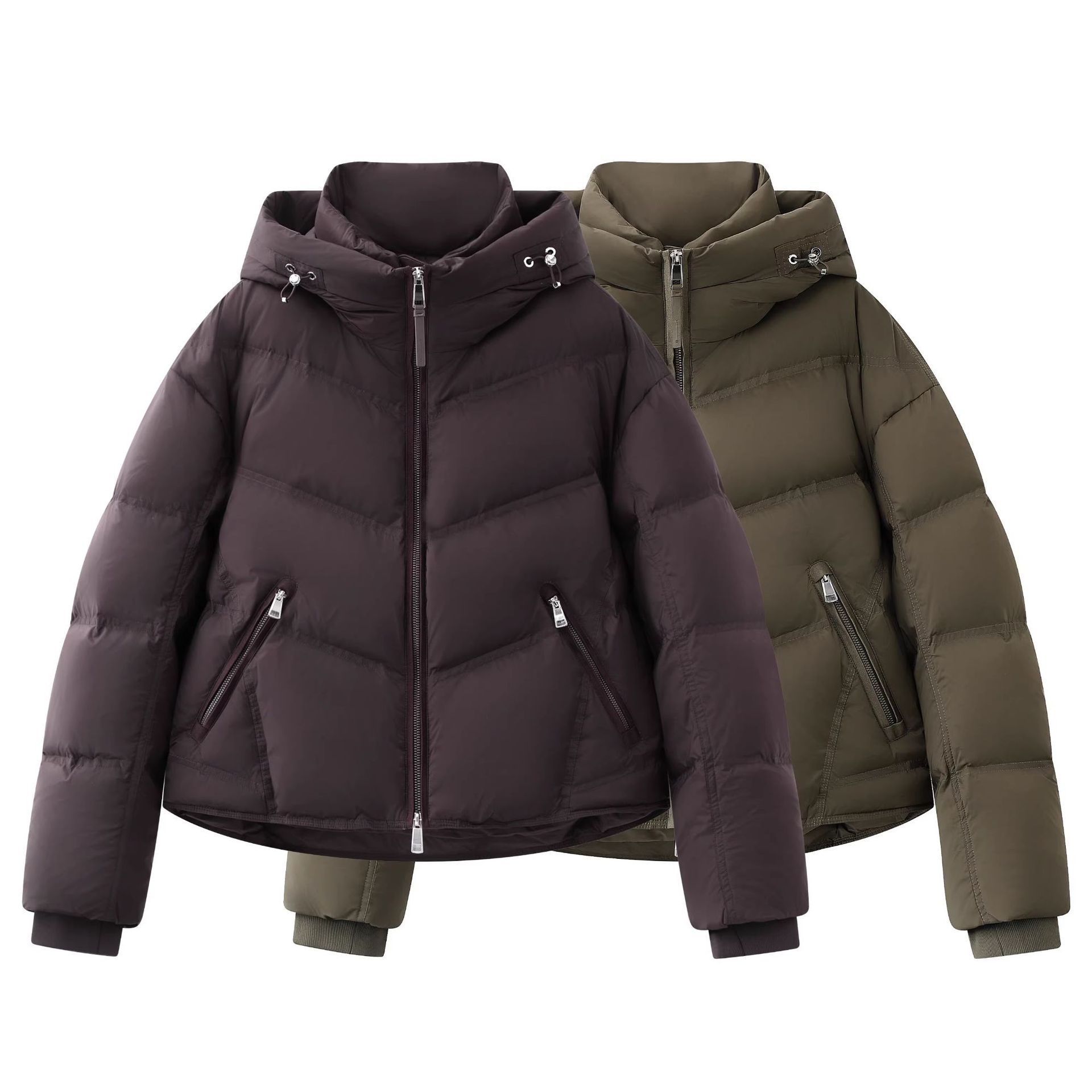 鸟家女装2025冬季新款时尚百搭宽松连帽短款保暖面包羽绒服外套女