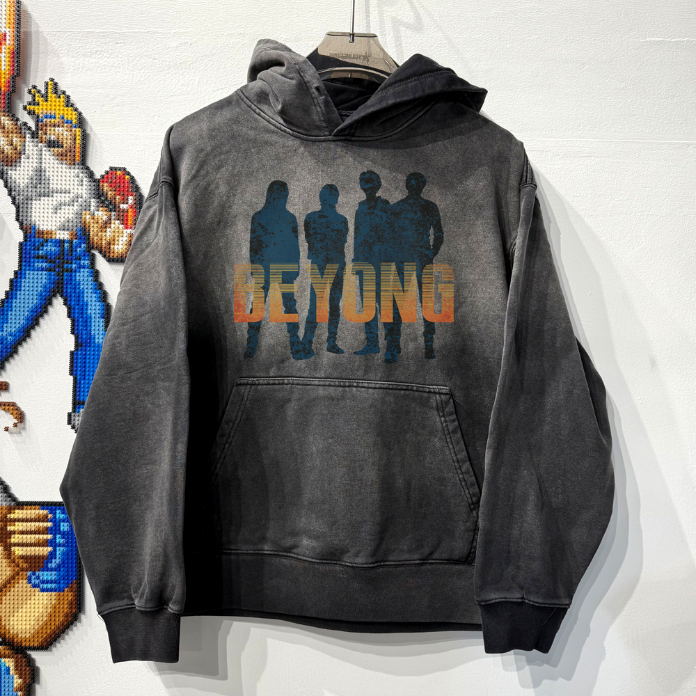 乐队《BEYOND》印花卫衣长袖重磅水洗做旧卫衣毛圈上衣