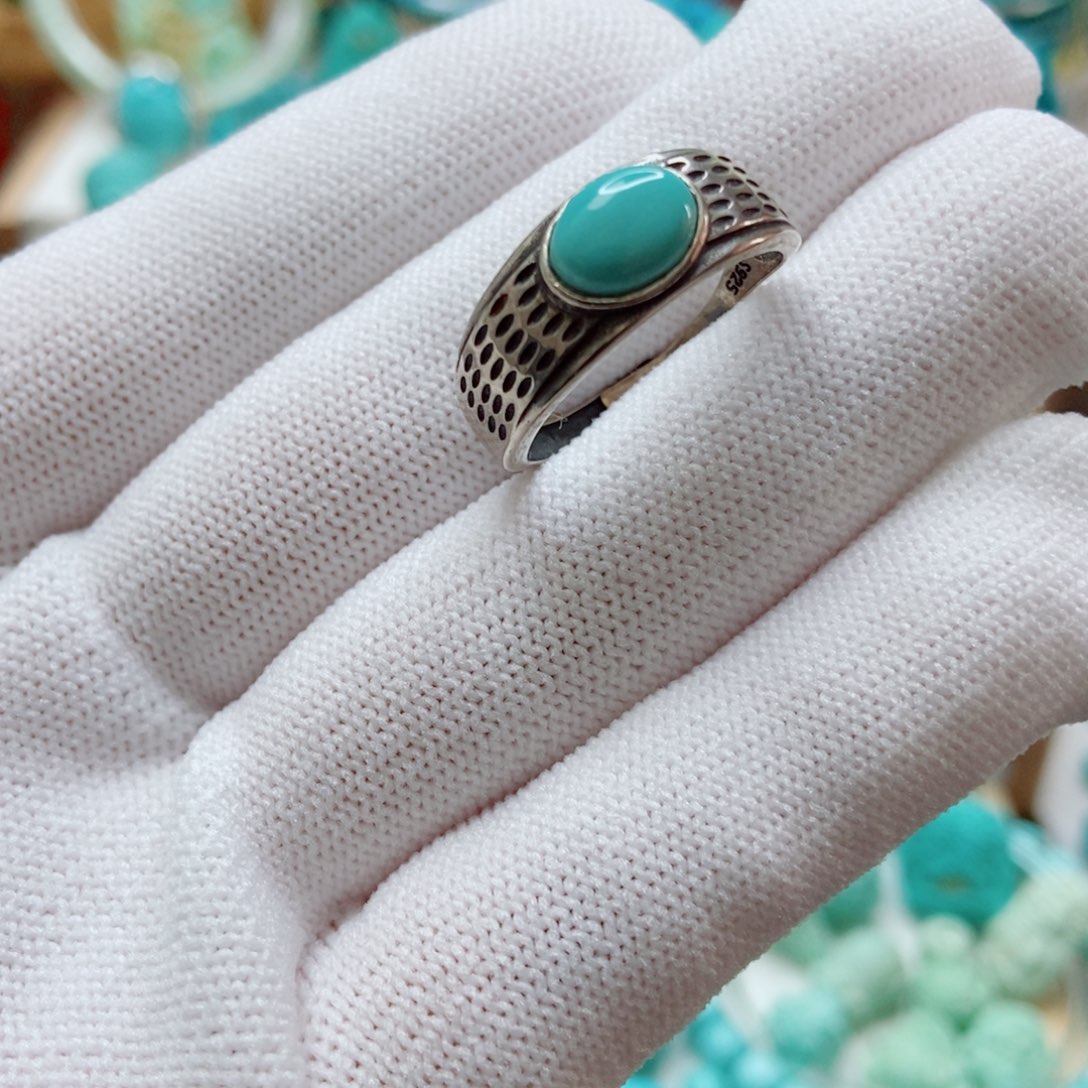 绿松石银S925镶嵌戒指