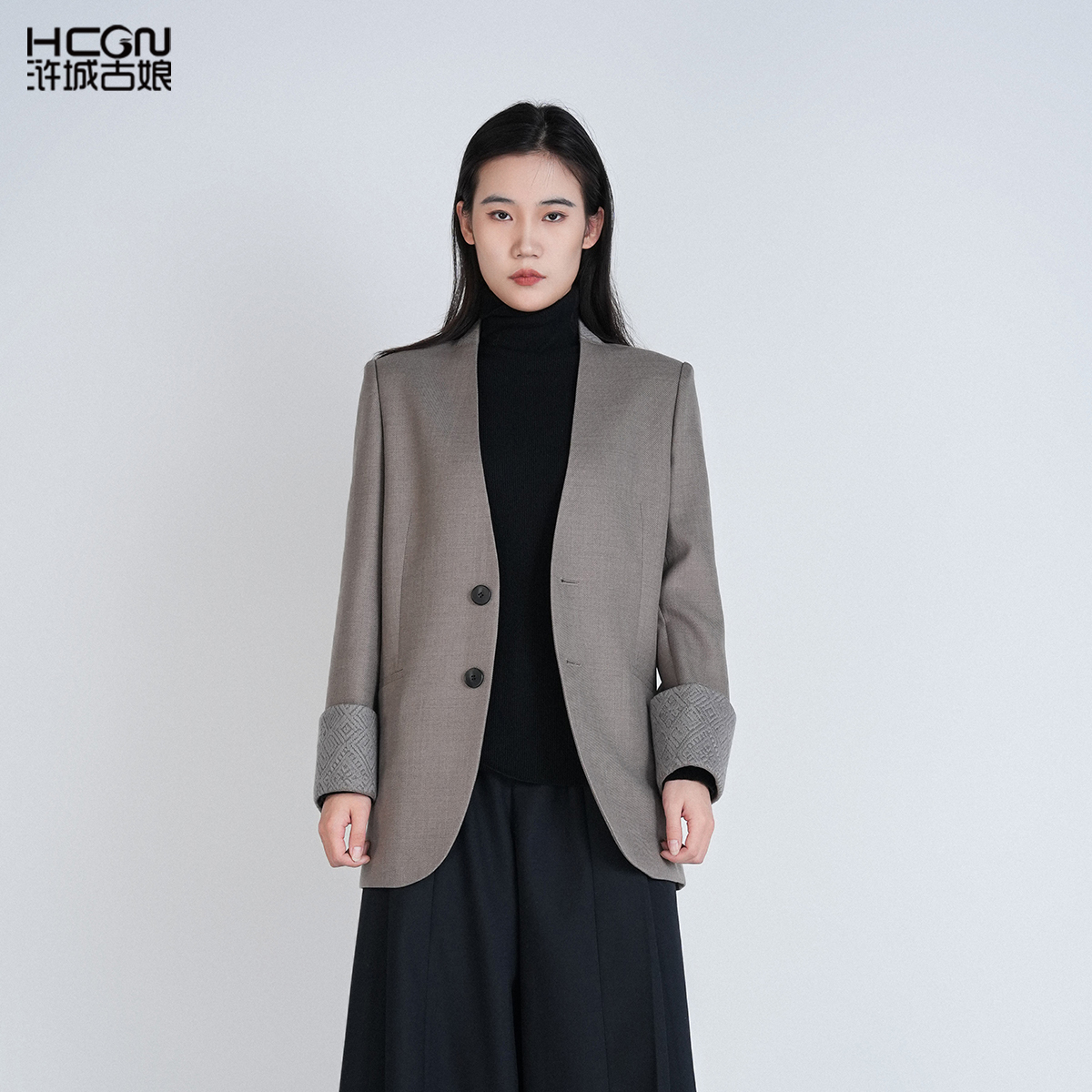 绵羊毛中国风刺绣花宽松显瘦高级感浩然套装GDC81571+CCL19800