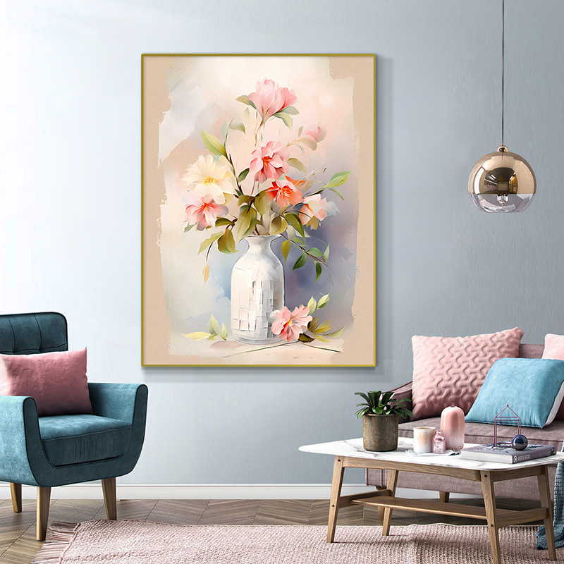 现代简约入户单幅装饰画客厅挂画餐厅卧室沙发背景墙画花121