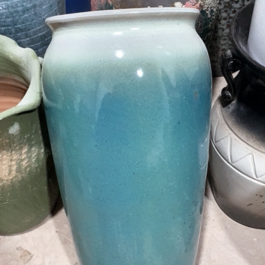 紫砂花盆口20高度41绿色