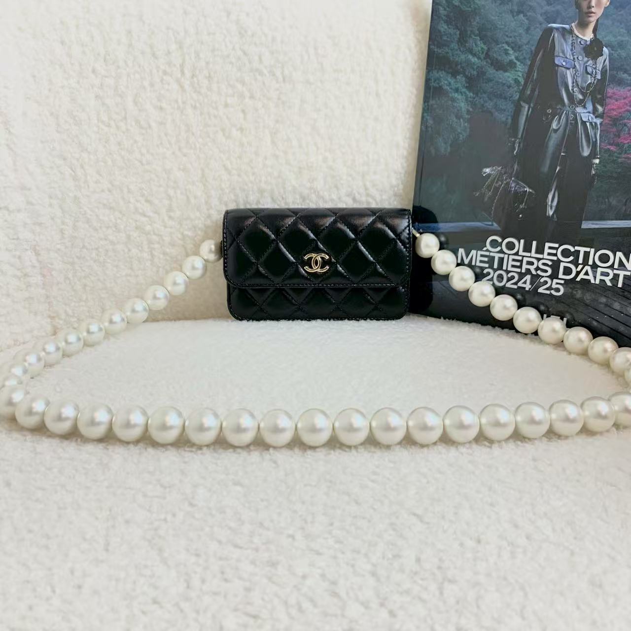 99新 Chanel/香奈儿 壹臻/21K黑金牛珍珠沙僧包 31开 98007366