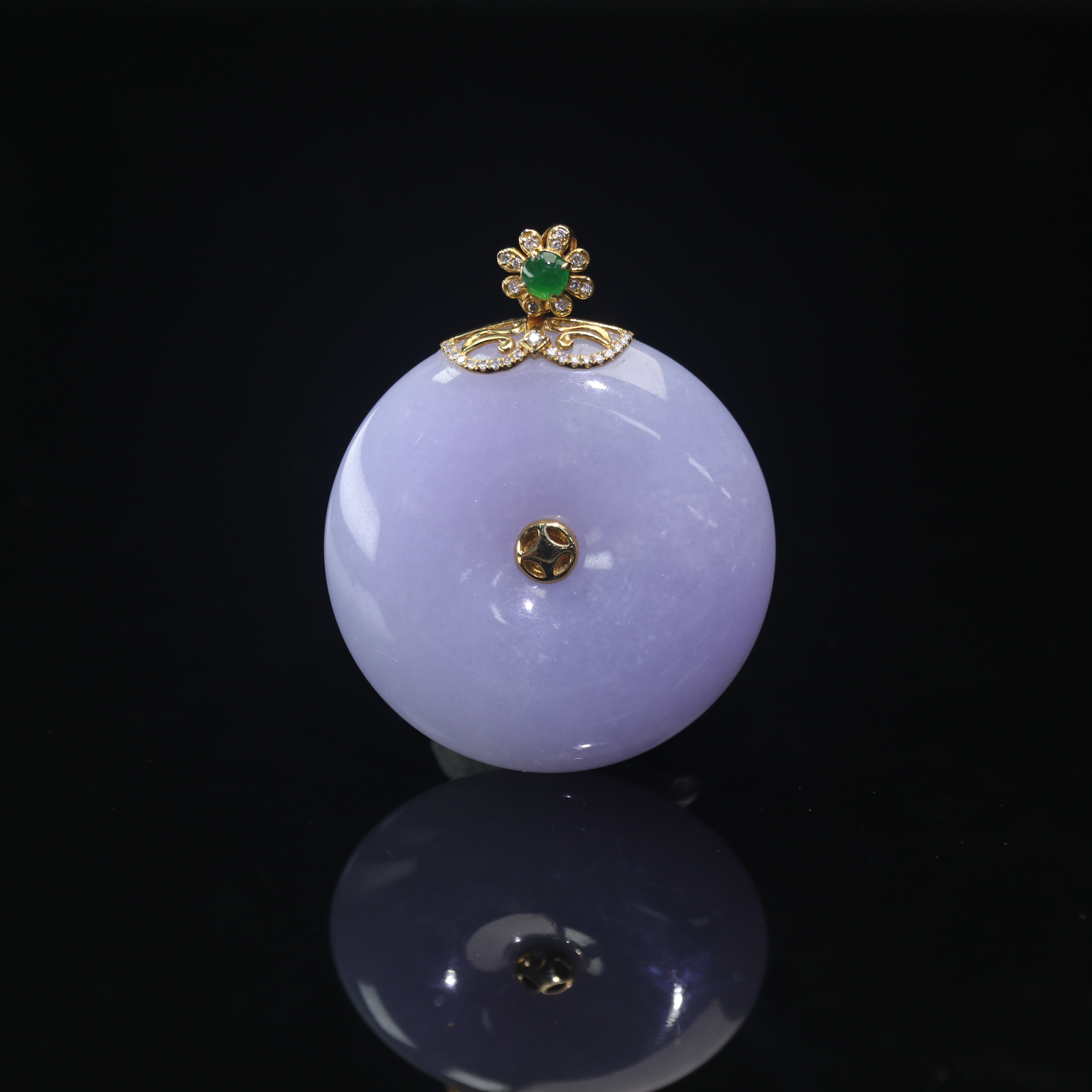 24天然缅甸翡翠A货18k紫平安扣/600867/上海嘉禾拍卖