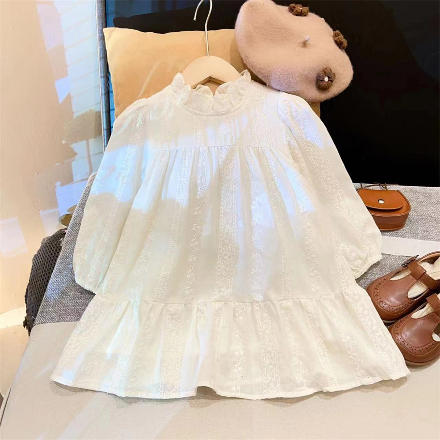 春秋款女童连衣裙女童洋气重工森系提花刺绣长袖公主裙23372