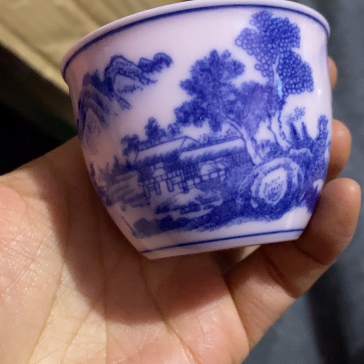 杯子陶瓷红稀土富春山居图山水小缸杯