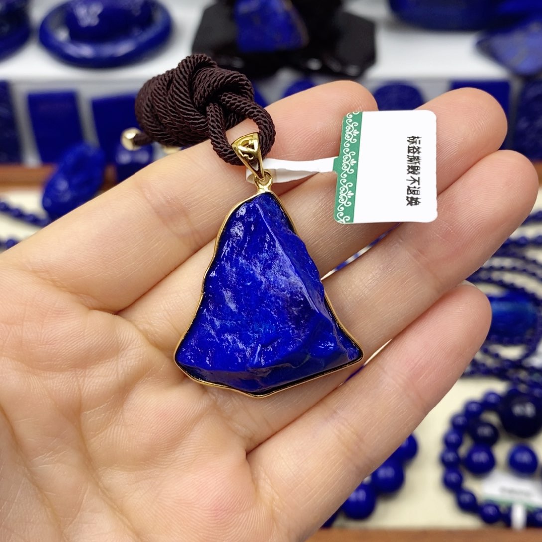 青金石颈饰银S925镀金镶嵌