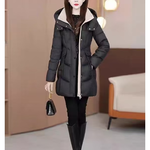 B40166#秋冬新款连帽修身显瘦加厚棉服外套