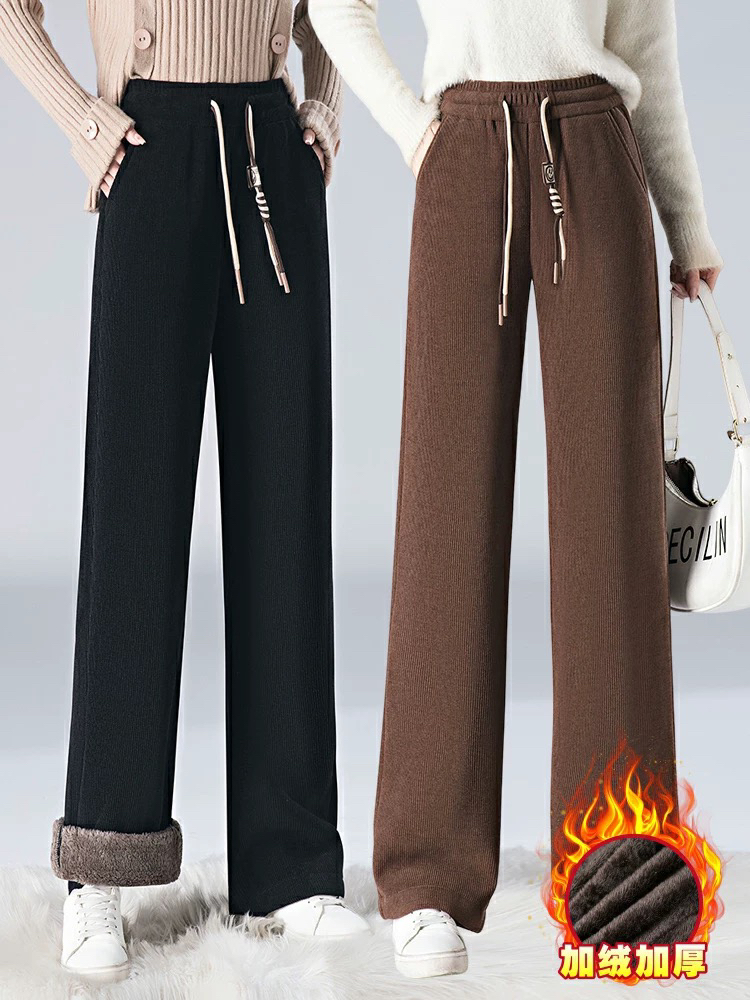 （女王范）灯草绒窄版阔腿裤加绒2307
