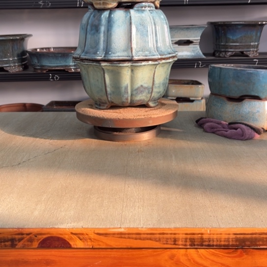 紫砂花盆六**虾高温釉盆