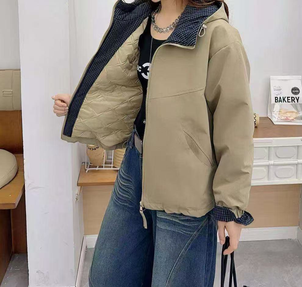 Y1192卡其拼格厚款冬季外套1138