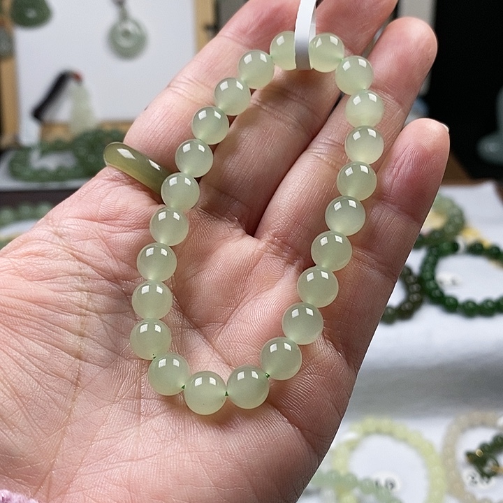 和田玉手串未镶嵌嘟*妹8mm 