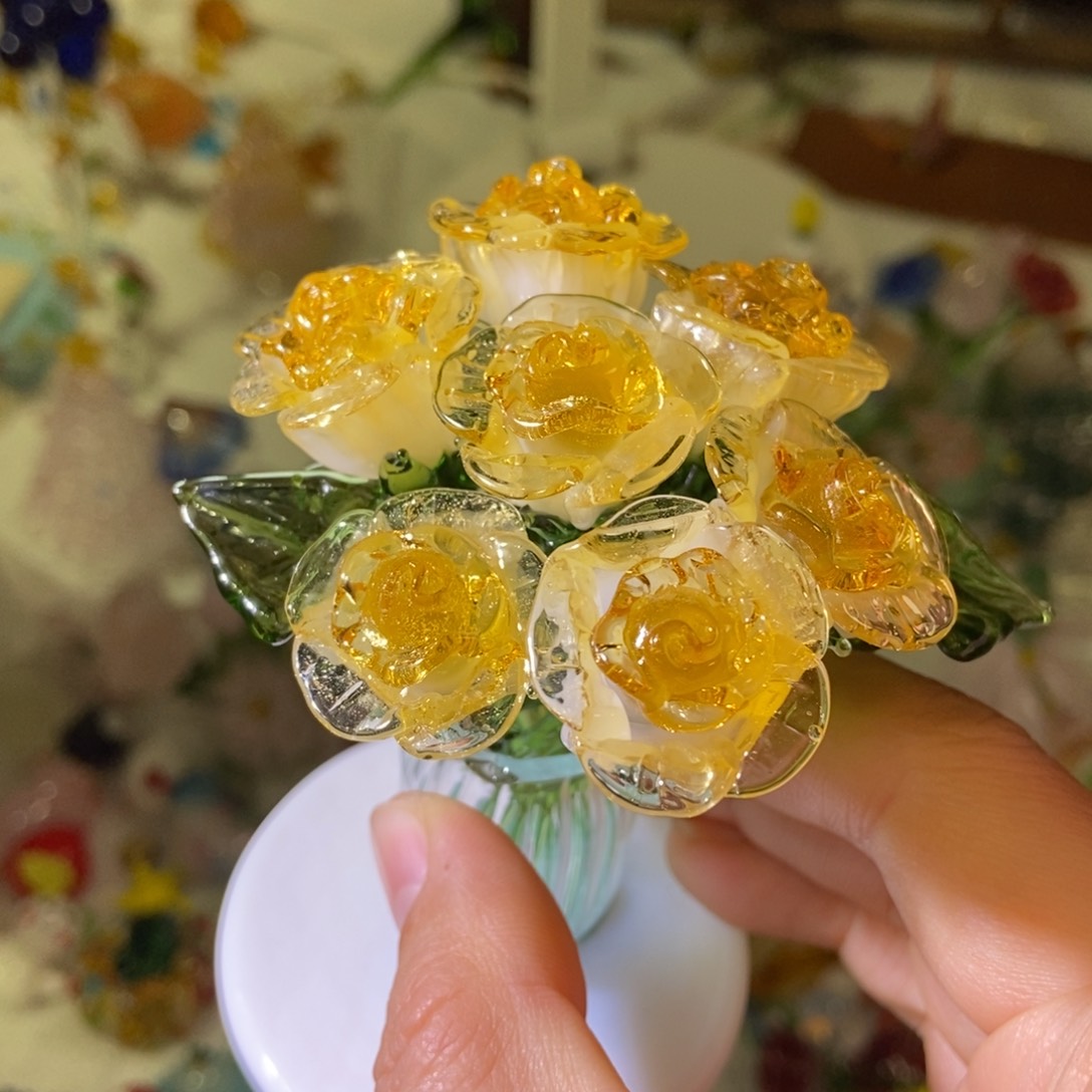 琉璃手工艺品香槟玫瑰