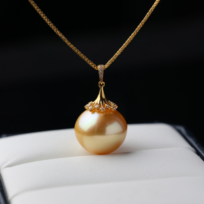海水珍珠南洋金珠吊坠16-17mm大颗粒珠18K金送妈妈礼物大颗珍珠