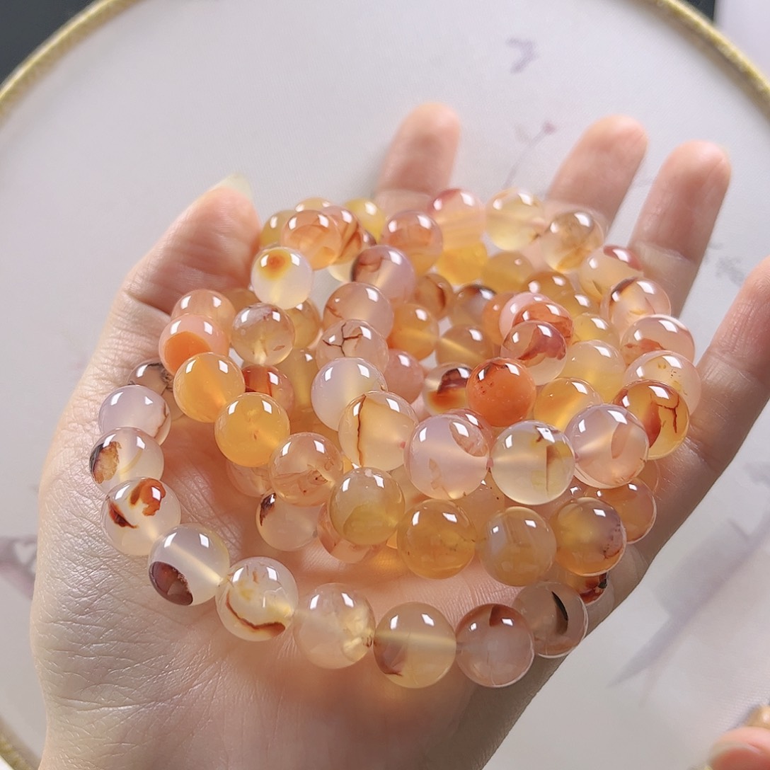 玛瑙/玉髓手串未镶嵌琴*