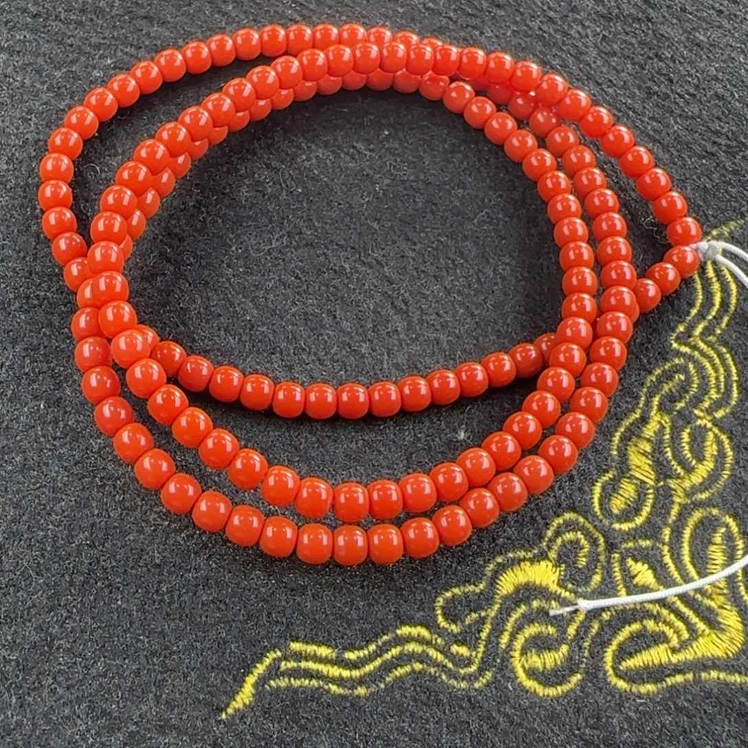 南红玛瑙4.7mm柿子锦老型多圈手链未镶嵌马****们