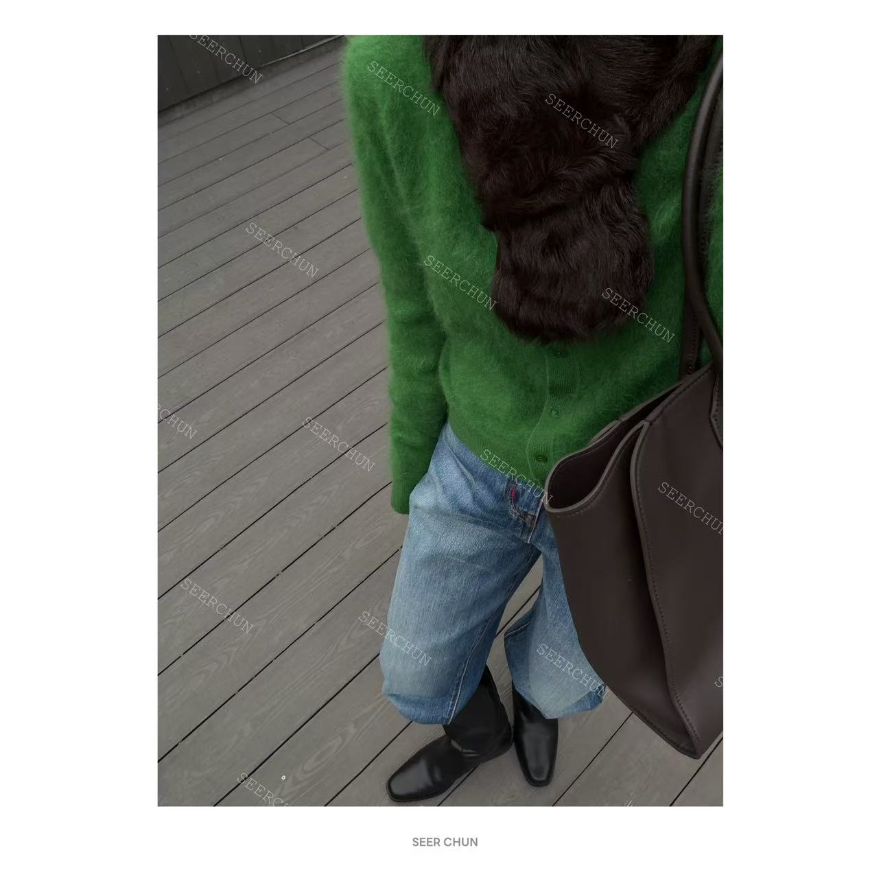 SEER CHUN“极简拉绒开衫”拉绒羊毛开衫 20880