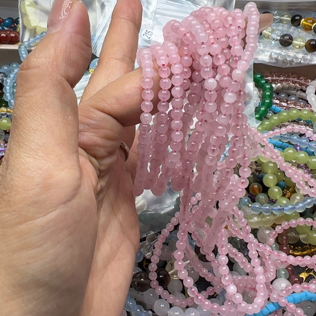 烟晶未镶嵌手链三圈粉水晶