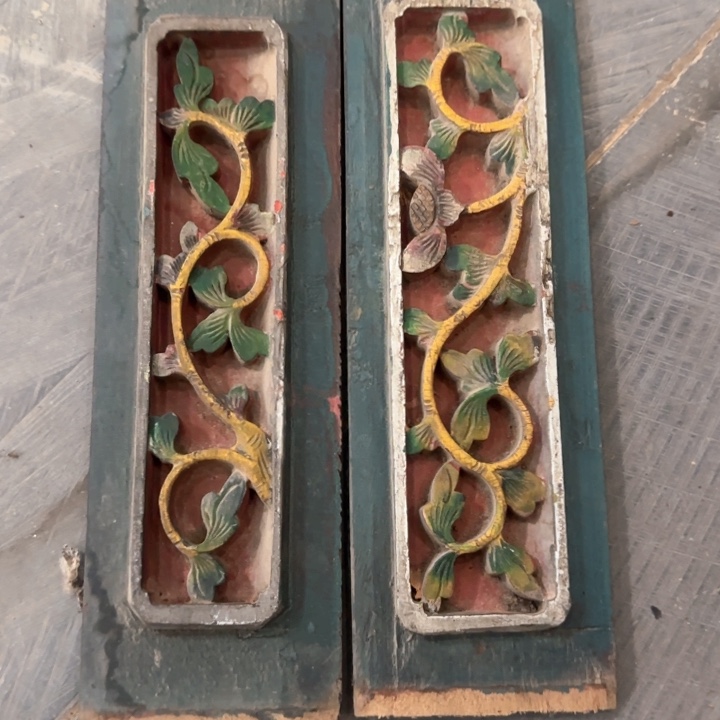 剔***红香榧木香樟木木雕一对