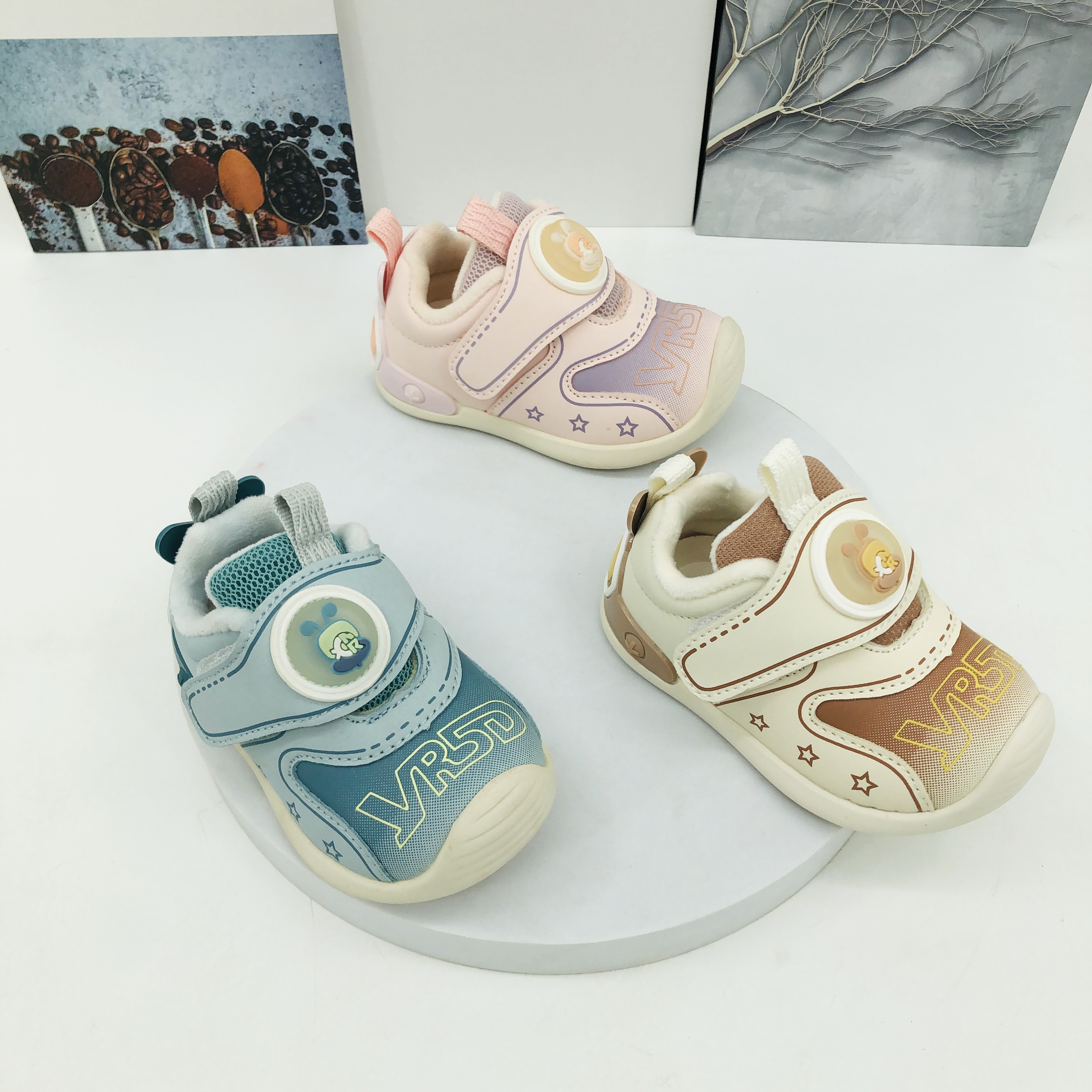 （微瑕）A3区5990冬季儿童橡胶薄底休闲皮面宝宝棉鞋