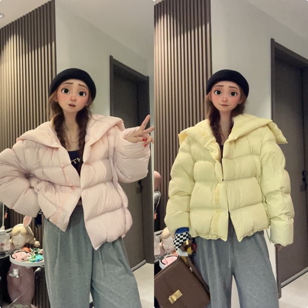 Datou sister 天使之翼 超轻90白鸭绒云朵泡芙海军领短款羽绒服