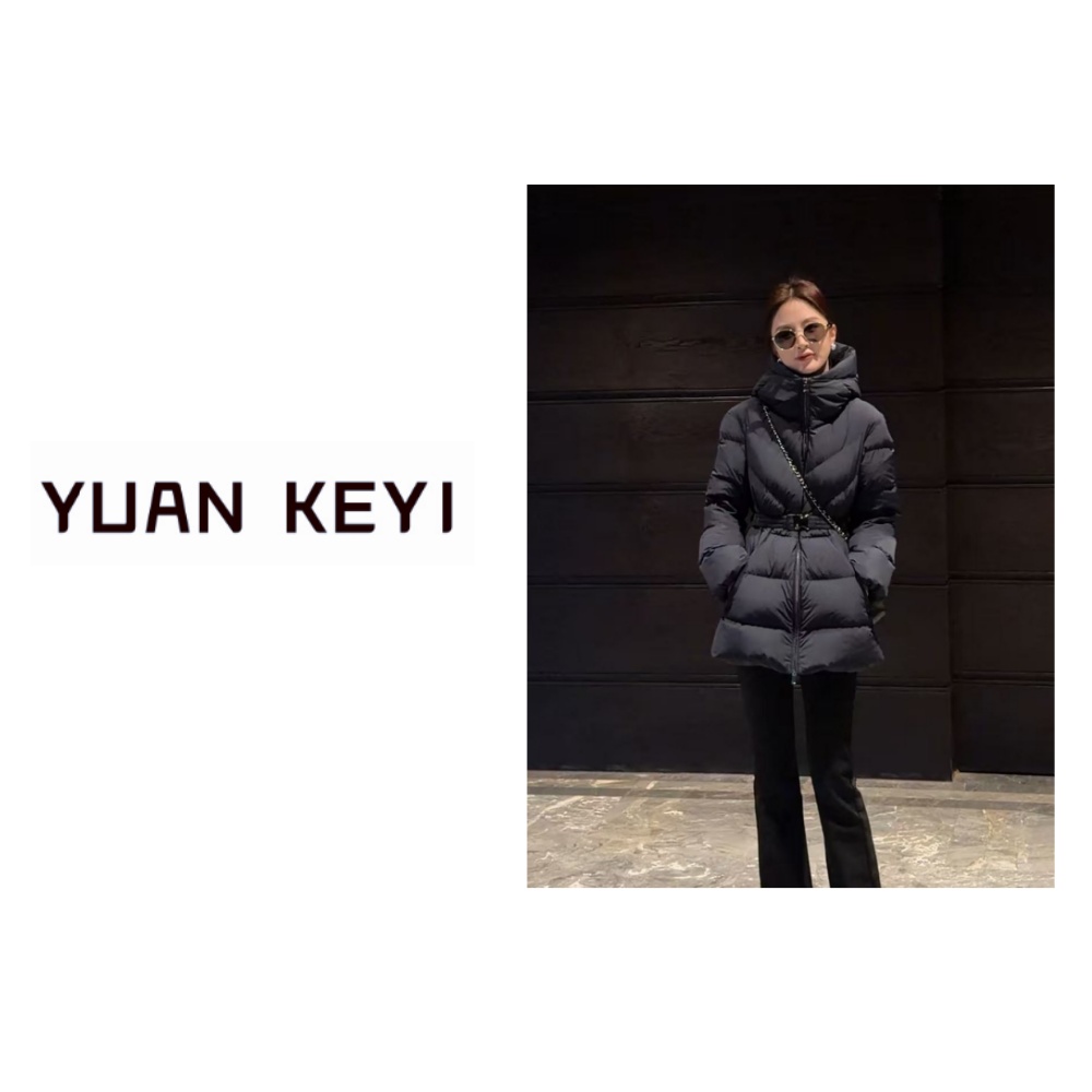 YUANKEYI  “MC蚂蚁腰”进口90白鹅绒腰带连帽鹅绒服【干洗】