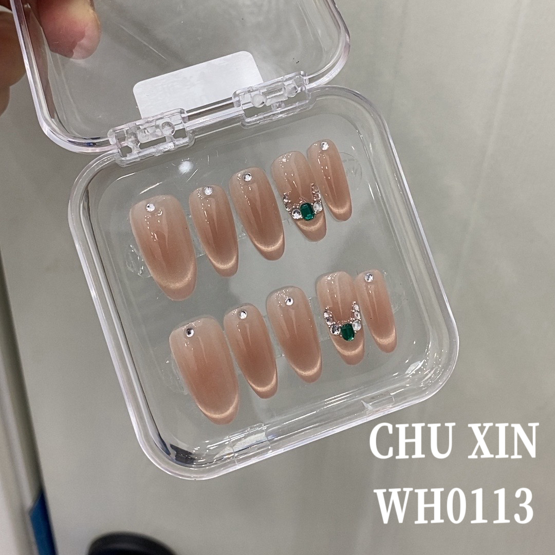 【WH0113世家千金】纯手工穿戴甲夏日清新美甲可拆卸气质显白新款