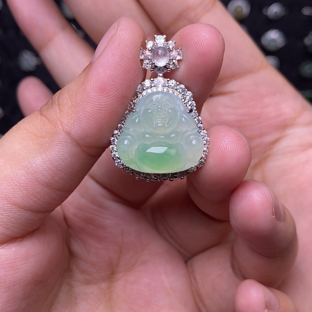 翡翠银S925镶嵌吊坠(赠链)