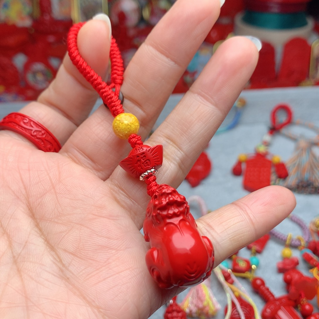 天然辰砂工艺品朱砂钥匙扣