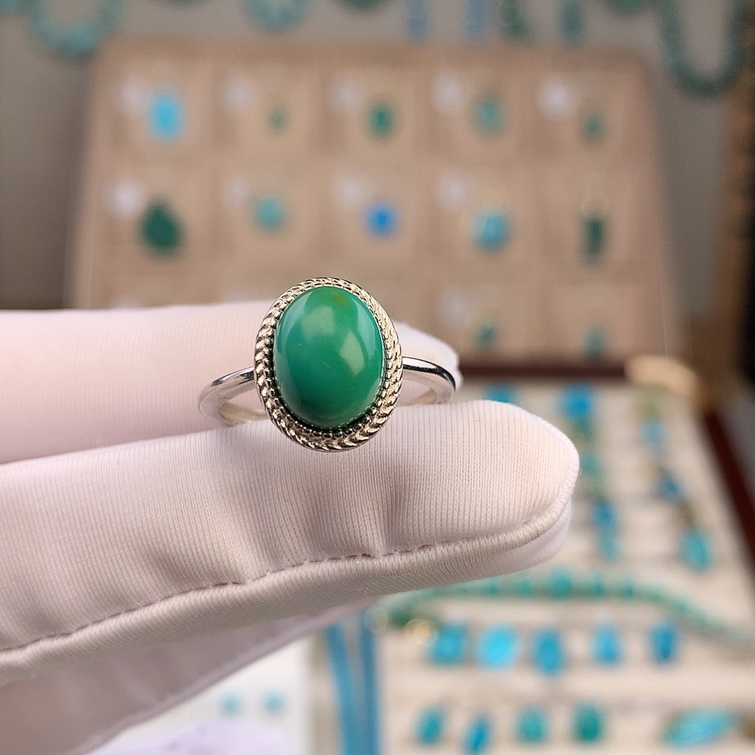 绿松石银S925镶嵌戒指