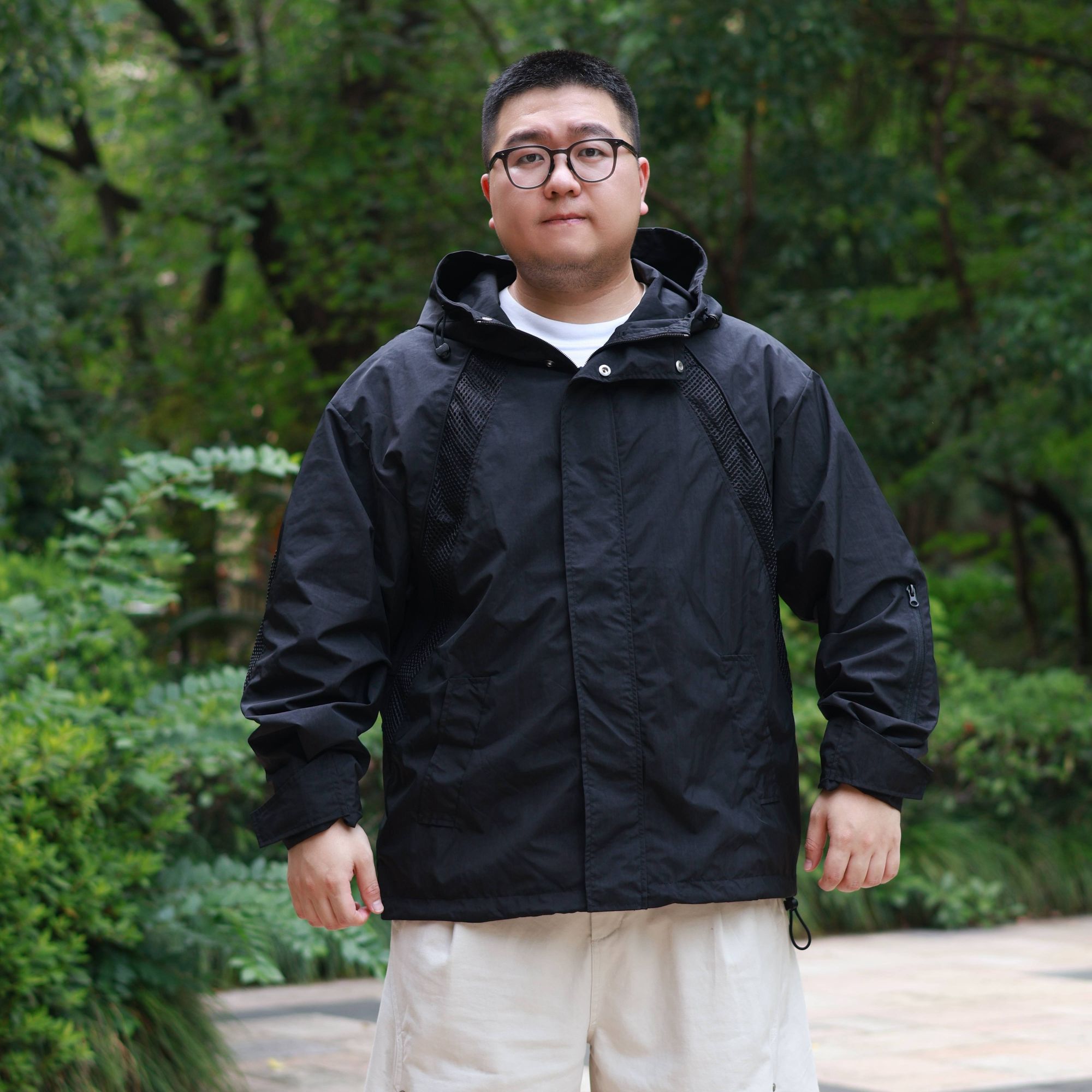 【大码】拉链男螺纹下摆秋季连帽显瘦夹克透气男士男装防风防水运动