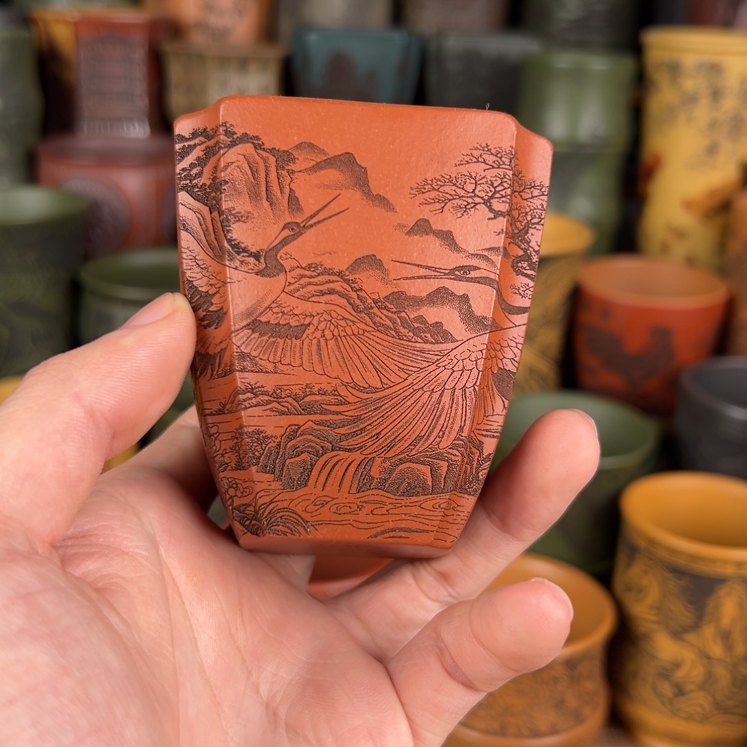 紫砂茶杯宜兴原矿紫砂杯