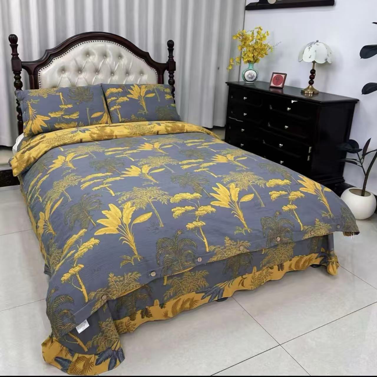 【MS】轻奢双层纱四件套--水木清华(纽扣)