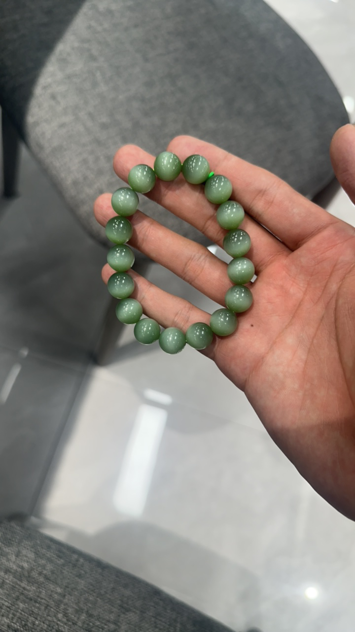 和田玉碧玉高猫眼手串