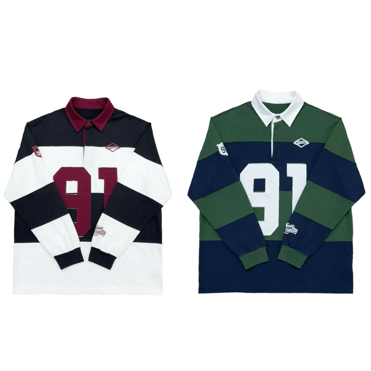 [X]黑绿两色条纹翻领时尚百搭长袖polo儿童卫衣体恤( 春日满满 )