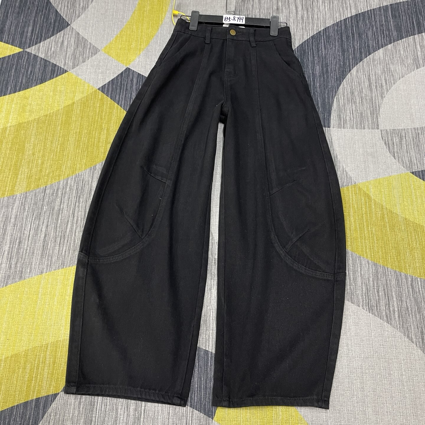 #B5-8799 黑色 小众 设计个性超帅弯刀裤无弹（不换退）