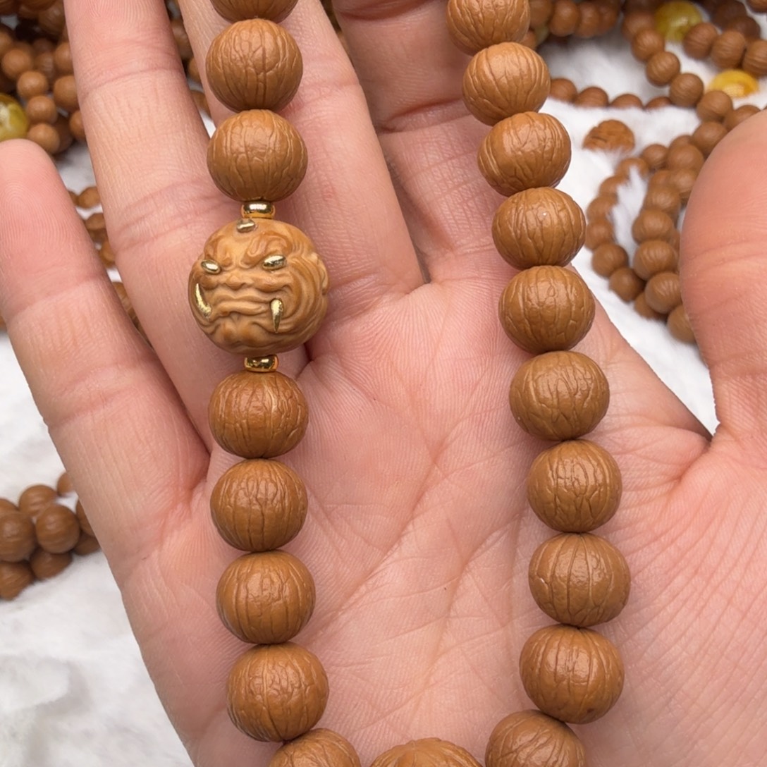 猴头核桃手串11+凤羽手持