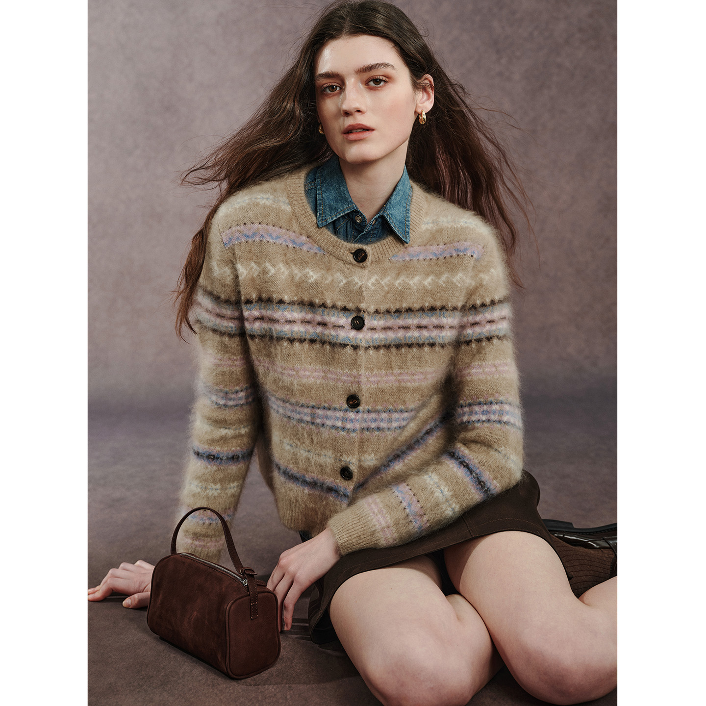 小岛微风【达播】“冬日费尔岛”康赛妮羊绒针织开衫毛衣 M54KS0282