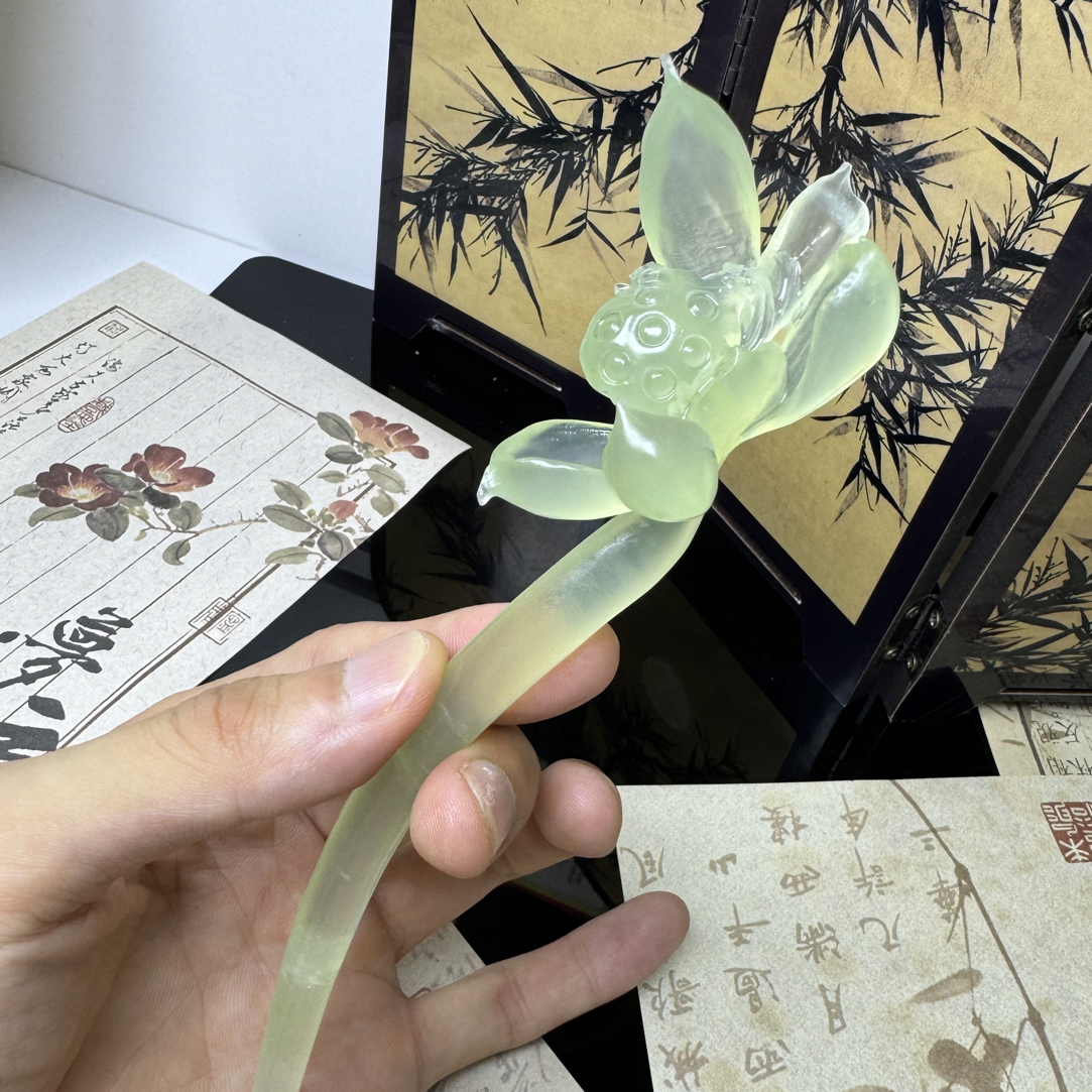 荷花意境飘逸发簪