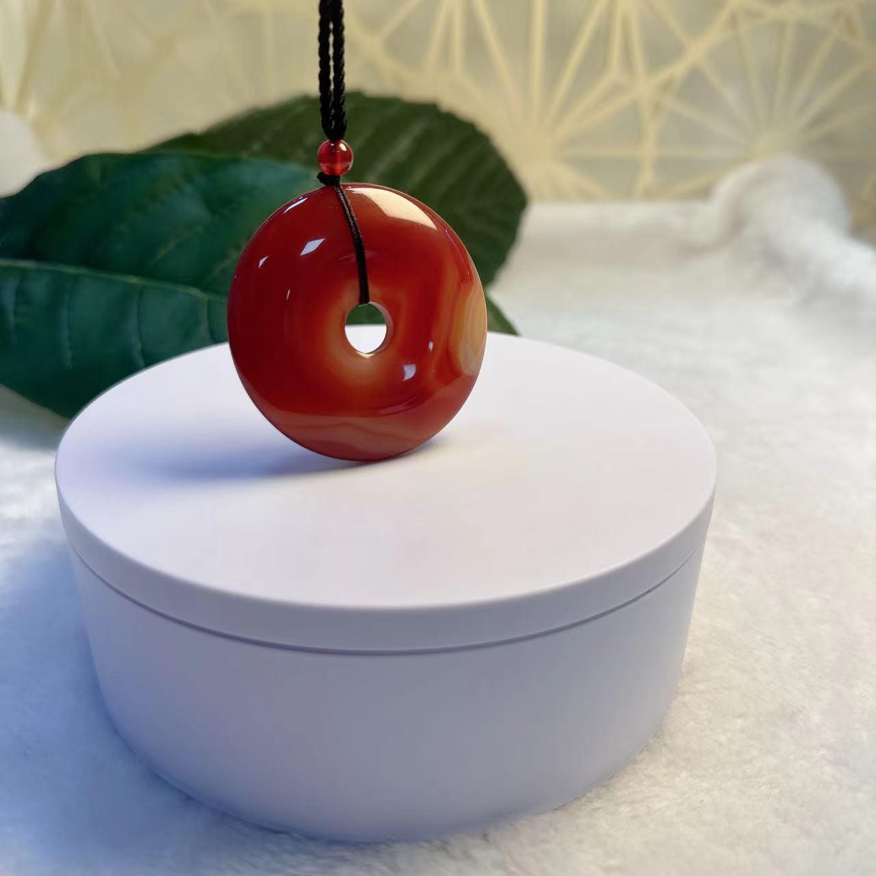 222-红玛瑙平安扣吊坠（多样性发货发一）