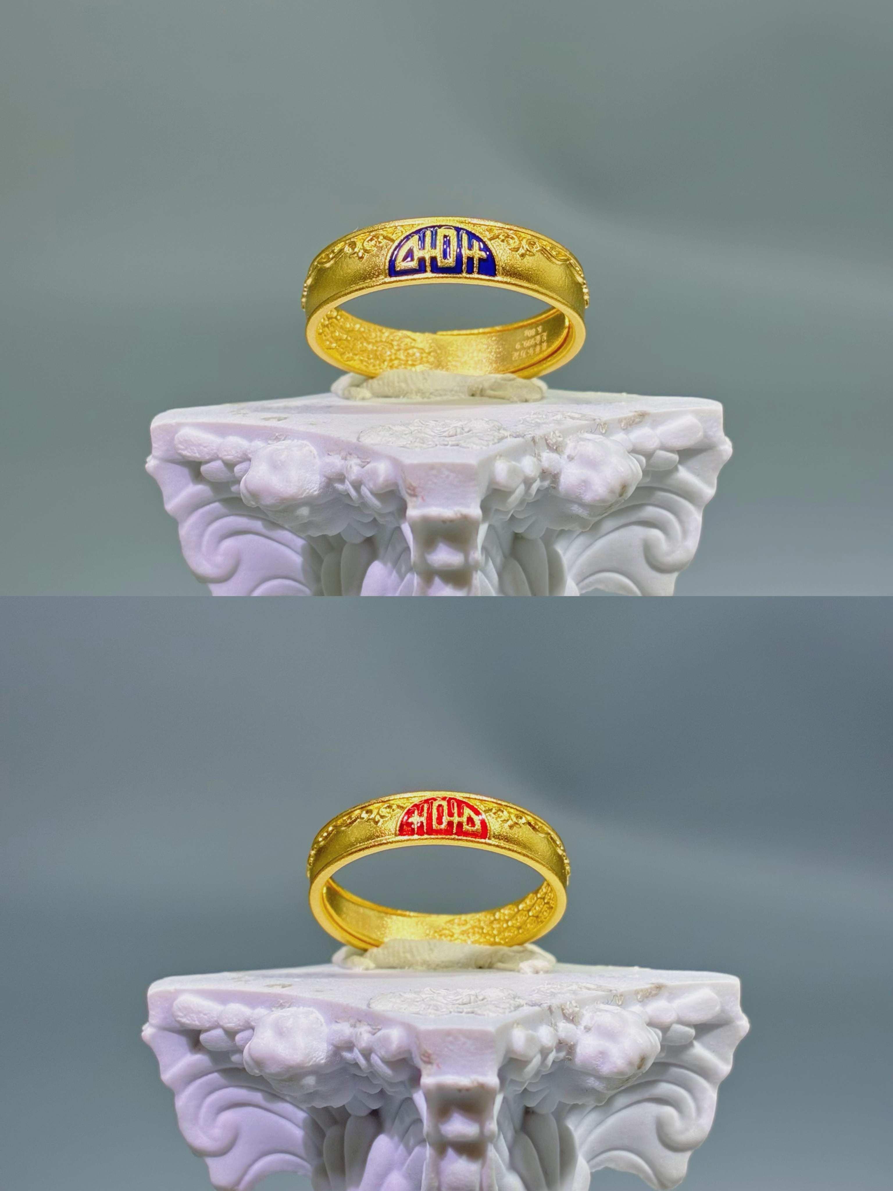 【喜韵金环】黄金足金999 黄金镶嵌珐琅彩 简约精致时尚轻奢