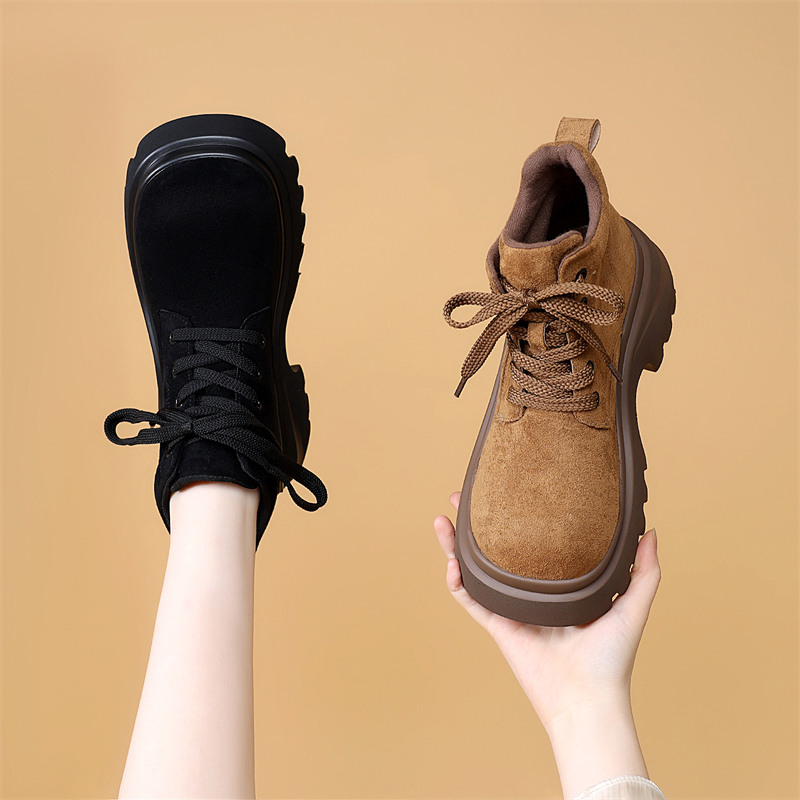 马丁靴女2025翻毛款秋冬新款英伦风时尚百搭网红爆款厚底显瘦短靴