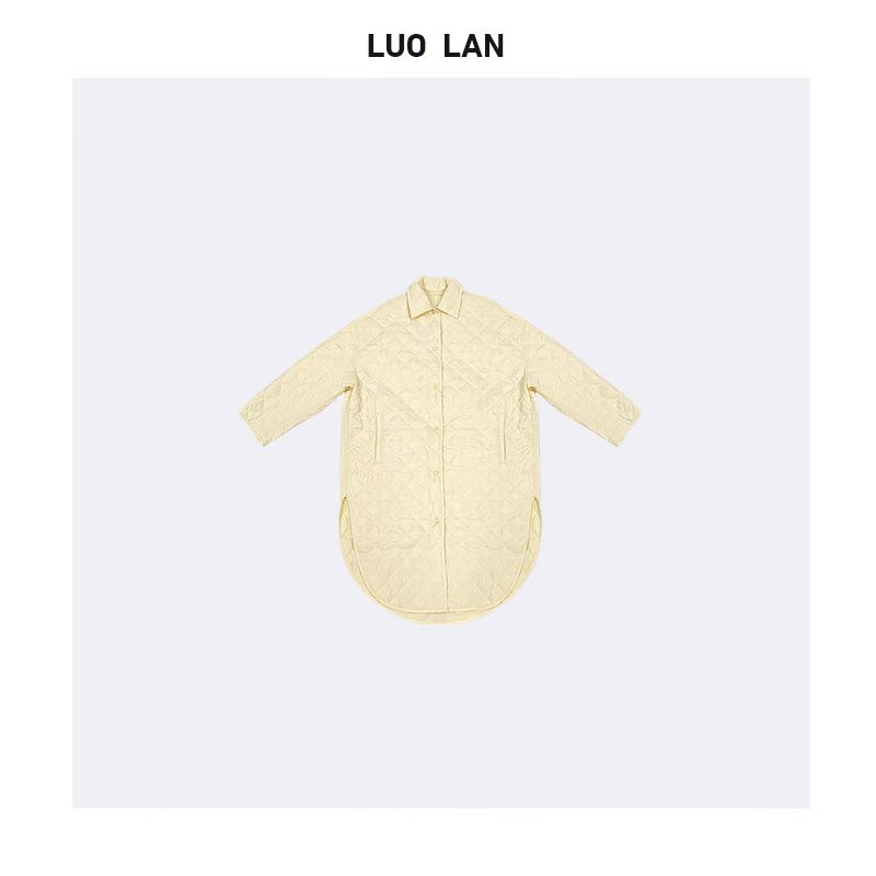 【阿静】中长款菱格绗缝滚边夹棉大衣棉服外套 YLM00246