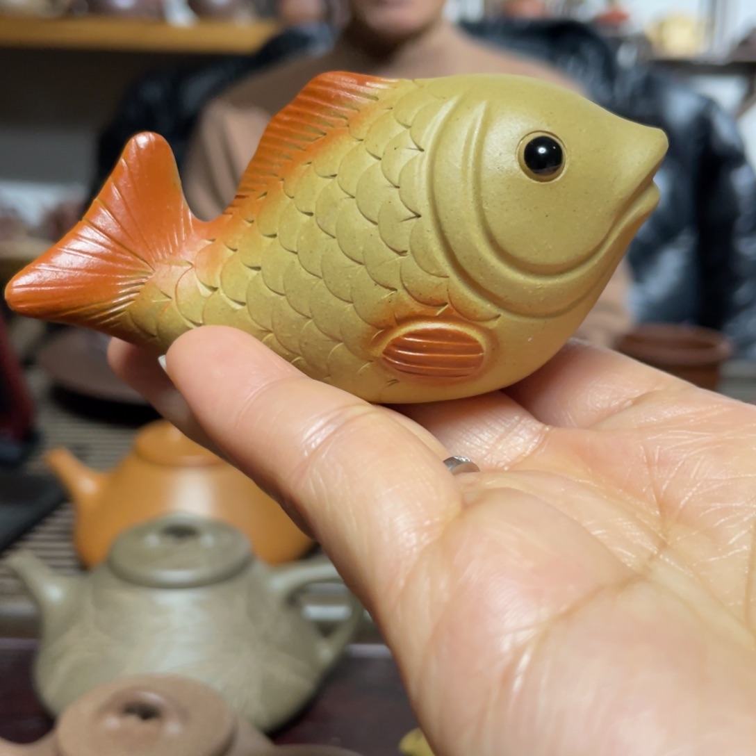 紫砂茶壶段泥茶宠摆件浮力款