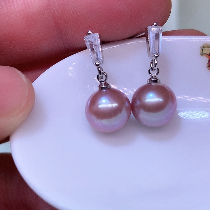 银S925镶嵌耳饰淡水珍珠