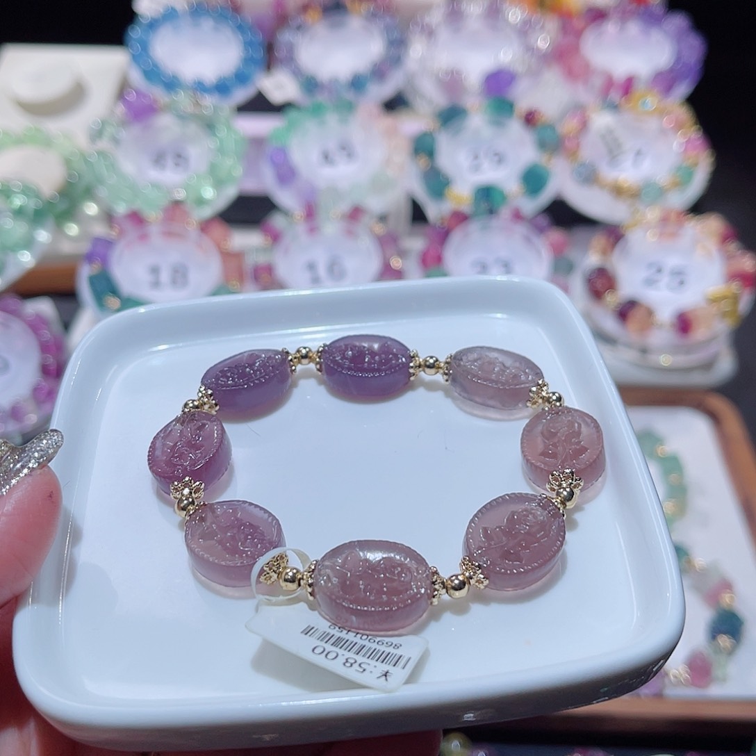 水晶手串未镶嵌花牌