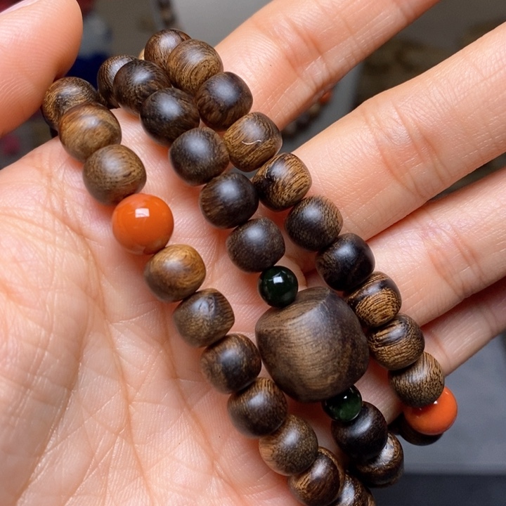 沉香手串越南芽庄紫棋楠瘤疤06×08设计