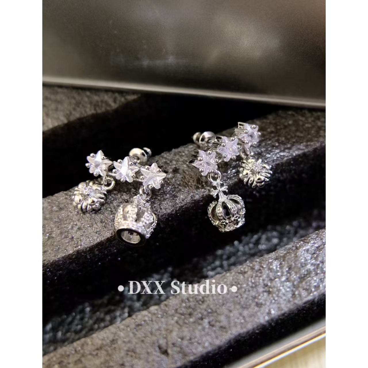 铜合金锆石耳饰 小众设计百搭银色系耳饰46489