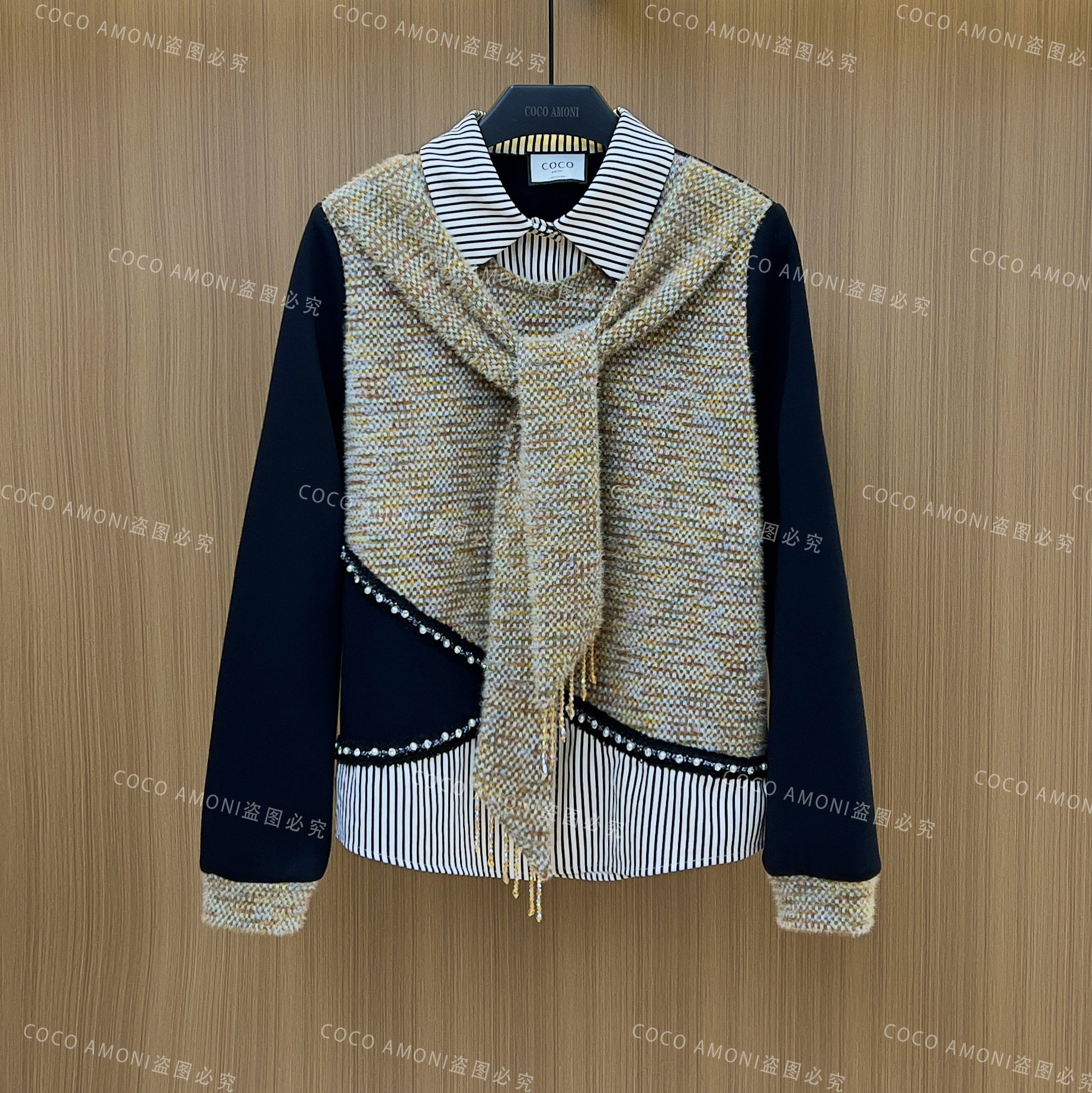 新款定制秋冬季女装拼接重工蝴蝶结气质百搭减龄长袖卫衣AD241